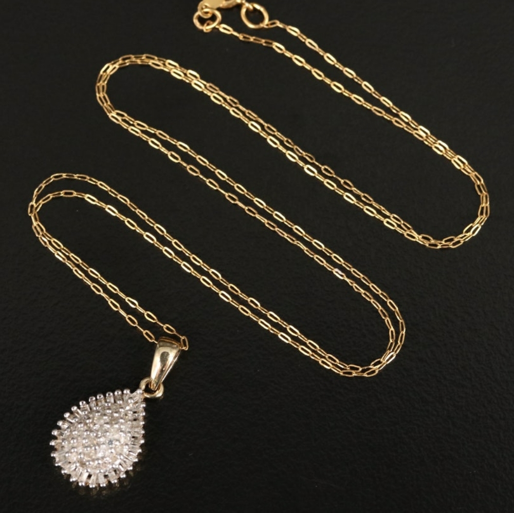 10K Diamond Pendant on 14K Fancy Link Chain